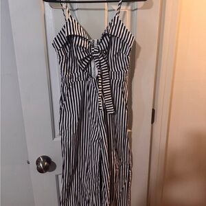 Main Strip Black and White Striped Jumpsuit